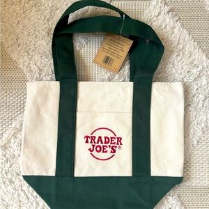 Trader Joe's Canvas Tote with Green Handles